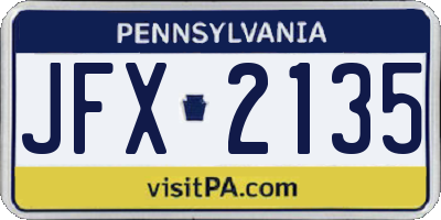 PA license plate JFX2135