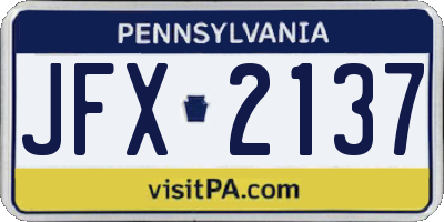PA license plate JFX2137