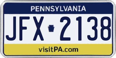 PA license plate JFX2138