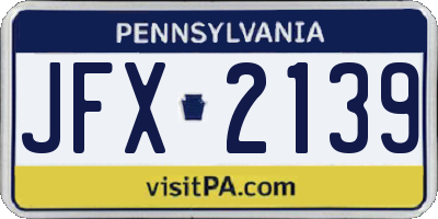 PA license plate JFX2139