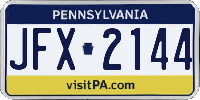PA license plate JFX2144