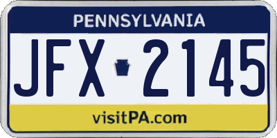 PA license plate JFX2145