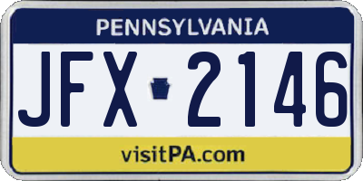 PA license plate JFX2146