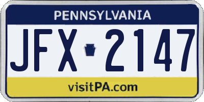 PA license plate JFX2147