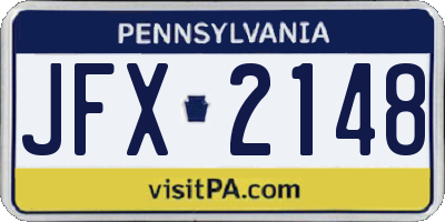 PA license plate JFX2148