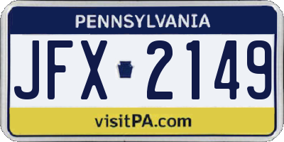 PA license plate JFX2149