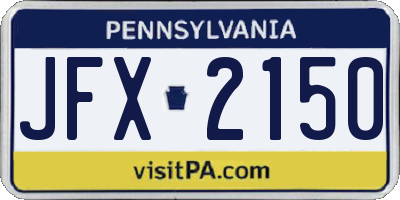 PA license plate JFX2150