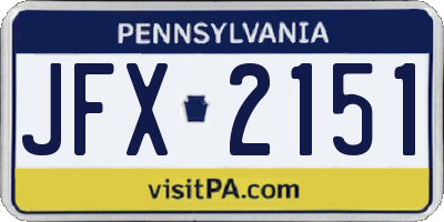 PA license plate JFX2151