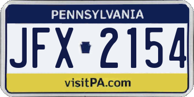 PA license plate JFX2154