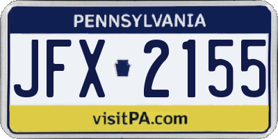 PA license plate JFX2155