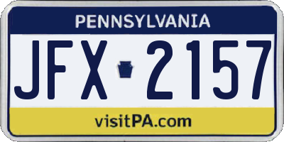 PA license plate JFX2157