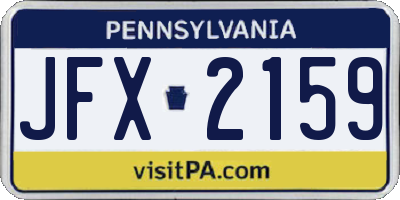 PA license plate JFX2159