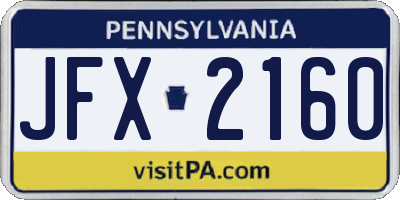 PA license plate JFX2160