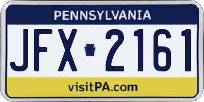 PA license plate JFX2161