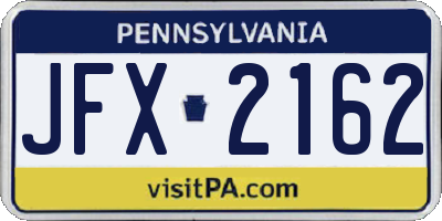 PA license plate JFX2162