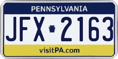 PA license plate JFX2163