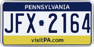 PA license plate JFX2164