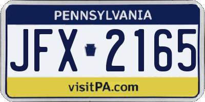 PA license plate JFX2165