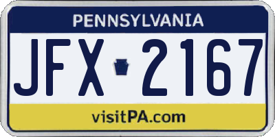 PA license plate JFX2167