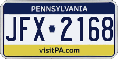 PA license plate JFX2168