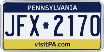 PA license plate JFX2170
