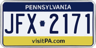PA license plate JFX2171