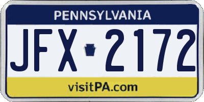 PA license plate JFX2172