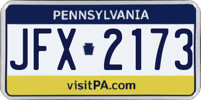 PA license plate JFX2173