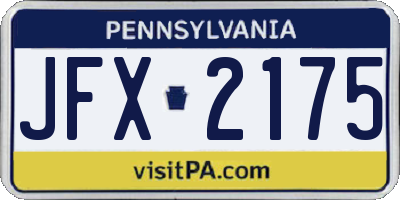 PA license plate JFX2175