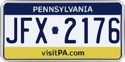PA license plate JFX2176