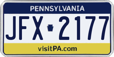 PA license plate JFX2177