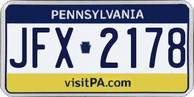 PA license plate JFX2178