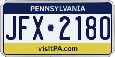 PA license plate JFX2180