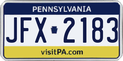 PA license plate JFX2183