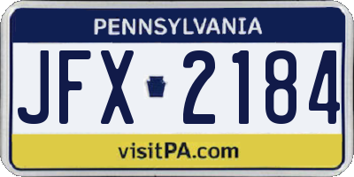 PA license plate JFX2184