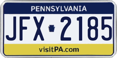 PA license plate JFX2185