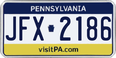 PA license plate JFX2186
