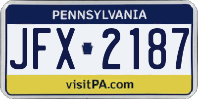 PA license plate JFX2187