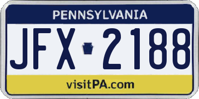 PA license plate JFX2188