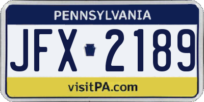PA license plate JFX2189