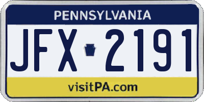 PA license plate JFX2191