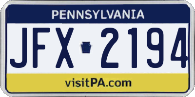 PA license plate JFX2194