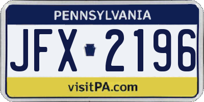 PA license plate JFX2196