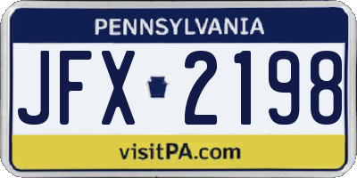 PA license plate JFX2198