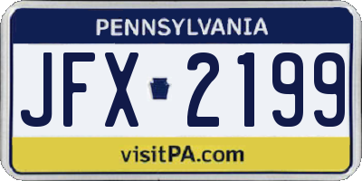PA license plate JFX2199