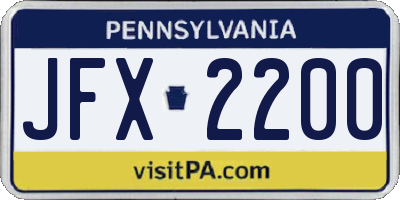 PA license plate JFX2200