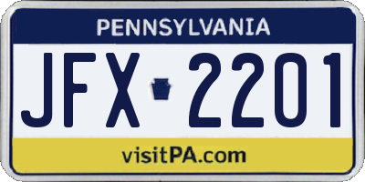 PA license plate JFX2201