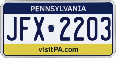 PA license plate JFX2203