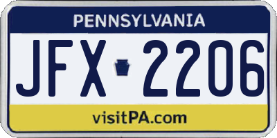 PA license plate JFX2206