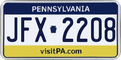 PA license plate JFX2208